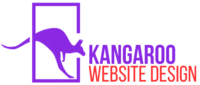 A purple kangaroo logo coming out of a smartphone with the words "Kangaroo Website Design | Australian Website Design" below it.