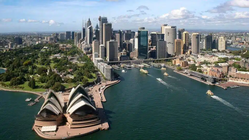 Sky view of Sydney CBD, where website design is important