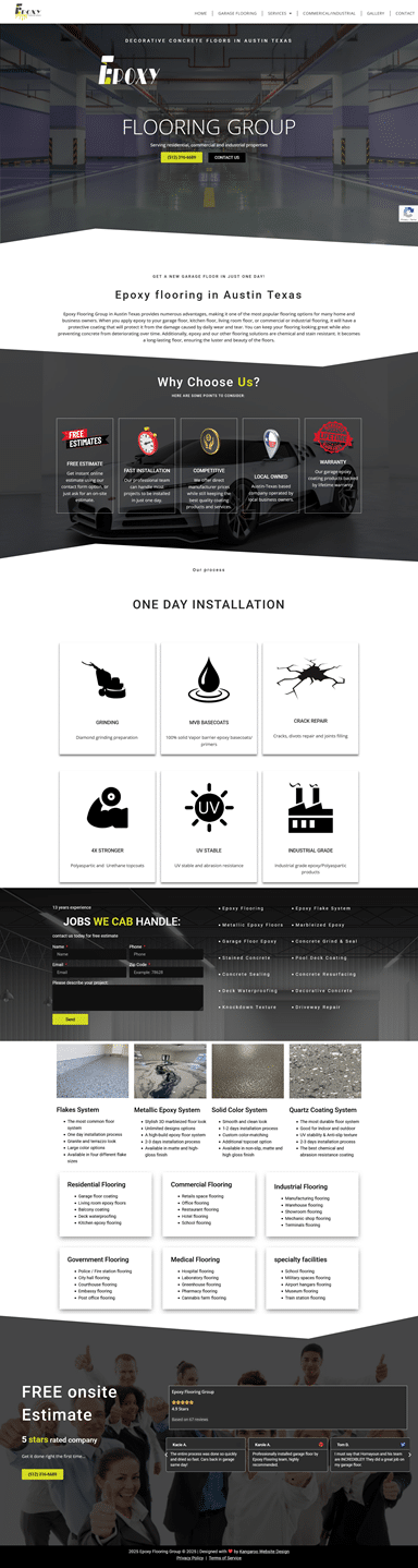 Epoxy flooring web design