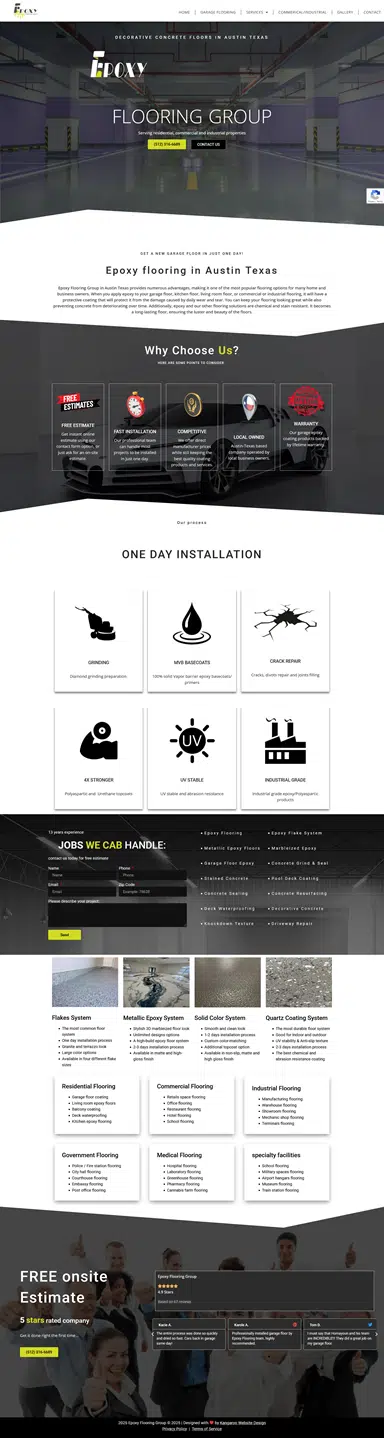 Epoxy flooring web design
